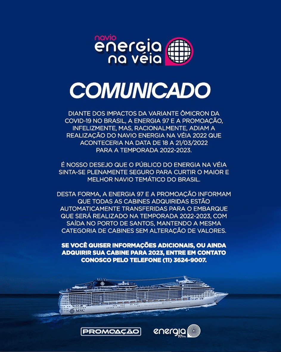 Navio energia na Véia 2022 – Comunicado Oficial 1