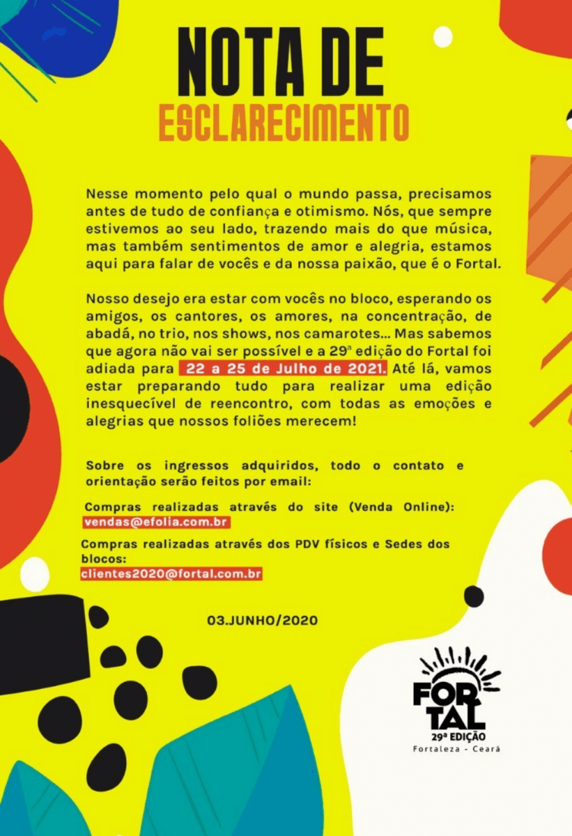 Fortal 2020 - Nota de Esclarecimento 1