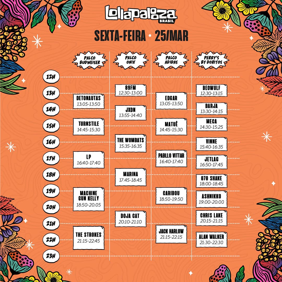 Lollaapalooza Brasil 2022 - Programação completa de Shows